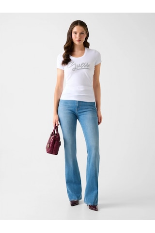 Guess Kısa Kollu Bisiklet Yaka Guess Yazılı Kadın Beyaz T-shirt W6rı24j1314-g011 Beyaz