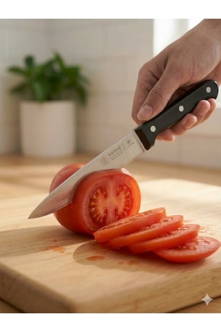 Sürmene Meyve Sebze Mutfak Bıçağı 20 Cm Paslanmaz Çelik Keskin Pimli Siyah Bıçak Sürbisa 61004-p