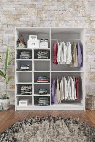 Ae-1059 Milano Beyaz 4 Kapaklı Gardırop 11 Raflı 2 Askılıklı Beya