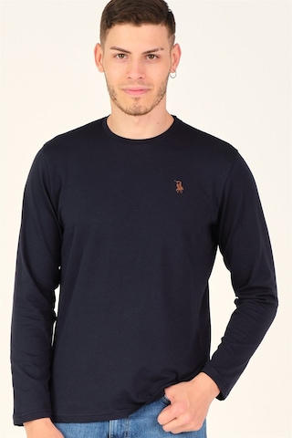 T8588 Dewberry Bisiklet Yaka Uzun Kol T-shırt-gece Mavisi Gece Mavisi