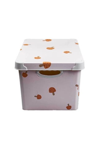 Style Box Mantar Desenli 20 L Dekoratif Oyuncak Ve Saklama Kutusu Bej Çok Renkli