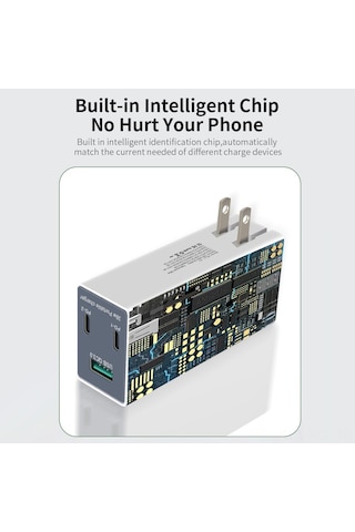 Konesam 3 Lü Usb-c + Usb Şarj Aleti, Pd Ve Qc3.0 Hızlı Şarj, 36w Toplam Güç, İngiliz Standartı, Taşınabilir Adaptör