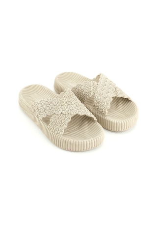 Gezer Kadın Yazlık Ev Banyo Islak Zemine Uygun Terlik Bej