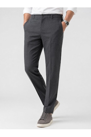 Classics Men Caserta Regular Fit Erkek Armürlü Keten Pantolon - 7635 Füme