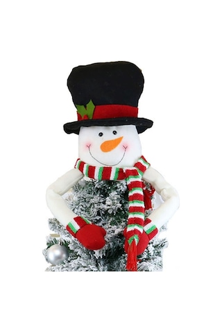 Springsun Kumaş Noel Ağacı Üstü Süsü - Santa Kralı Kar Adam Figürü, Yumuşak Dekoratif Aksesuar, Noel Ve Yeni Yıl 2025 İçin Tatil Atmosferi Oluşturucu 33/50cm