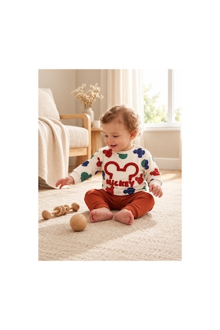 Omeca Concept Mickey Desenli Bebek 2 Li Sweatshirt Eşofman Takımı turuncu