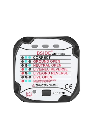 Lemestar Bsıde St01uk İngiliz Standardı Soket Test Cihazı - Rcd/gfcı Akıllı Polarity Ve Faz Testeri, Elektrik Güvenliği Kontrol Cihazı