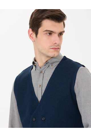 Pierre Cardin Erkek Lacivert Melanj Triko Yelek 50263176-vr120 Lacivert