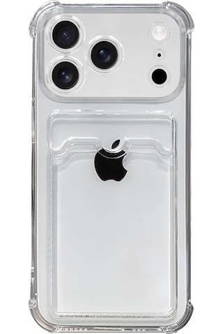 Teknomoda Apple Uyumlu iPhone 17 Pro Max Kılıf Kartlıklı Anti Şok Korumalı Şeffaf Silikon Şeffaf Açık Şeffaf