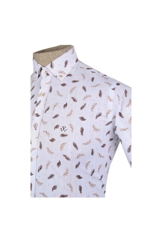 Standart Yaka İğneli Yaprak Desen Gömlek Slim 001