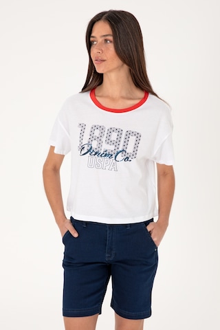 U.S. Polo Assn. Kadın Beyaz Bisiklet Yaka Tişört 50299732-VR013
