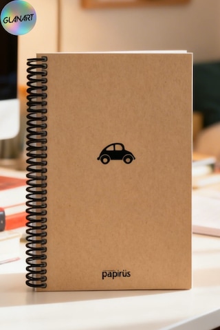 Spiralli 100 Yaprak Çizgisiz Orta Boy Sert Kapak Defter Kraft Kağıt 16x23 Cm