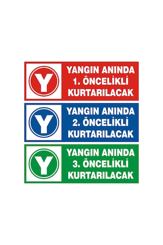 Yangında 1. Öncelikli Kurtarılacak Uyarı Etiketi