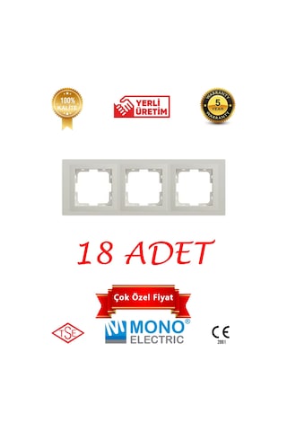 Beyaz Üçlü Çerçeve 18 Adet Mono Despina