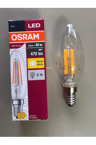 3 Adet Osram Rustik Led Lamba E14 4w 40w 470 Lümen 2700k Sarı
