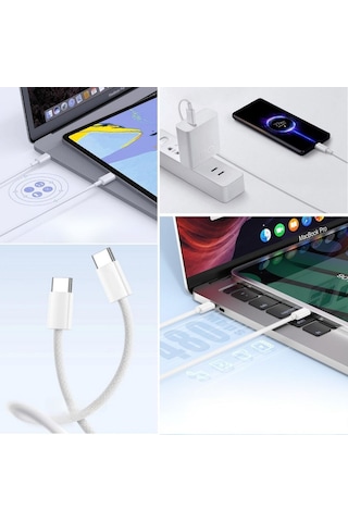 Dumles Apple Uyumlu iPhone 15/15 Pro Type-c To Type-c Hasır Örgü Hızlı Şarj Kablosu 1m