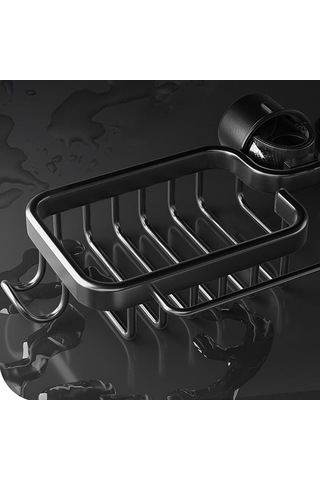 Fosenze Banyo Ve Mutfak İçin Paslanmaz Çelik Sulama Musluğu Asılı Organizer - Süpürge, Sabun Ve Sponge Döküm Sepeti Siyah