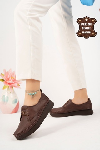 Elit Mn83c Kadın Hakiki Deri Espadril Kahverengi Kahverengi