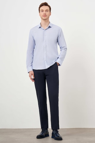 Morven Erkek Lacivert Pamuk Baskılı Desenli İtalyan Yaka Slim Fit Gömlek 24mc004104200 Lacivert
