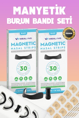 60 Adet Premium Mıknatıslı Burun Bandı, Horlama Önleyici Burun Ap