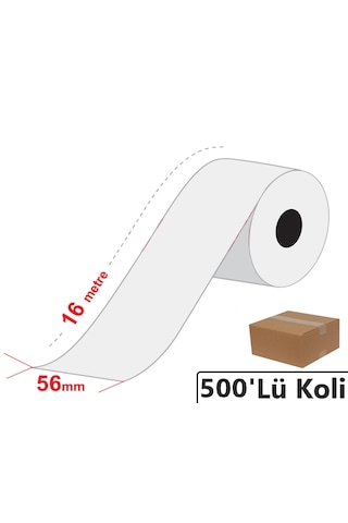 56x16 Metre Termal Yazarkasa Pos Kredi Kartı Rulosu 500'lü Koli