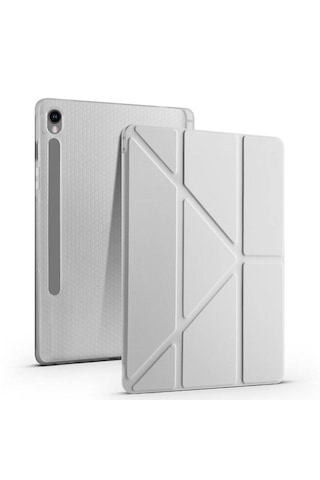 Samsung Galaxy Tab S10 Fe İle Uyumlu Kılıf Tri Folding Kalem Bölmeli Katlanabilir Standlı Pu Deri Yumuşak Kapak Kapaklı Kılıf