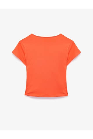 Koton Pamuklu Slim Fit Drapeli Kısa Kollu V Yaka Kruvaze Tişört Kırmızı 6sak50553ek
