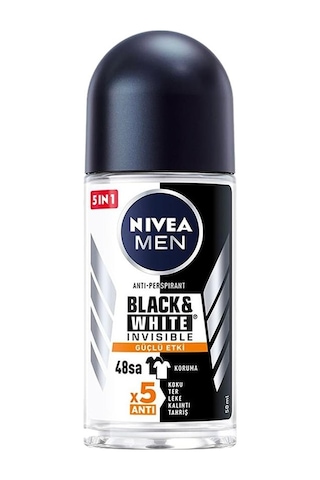 Nivea Black&White Invisible Güçlü Etki Erkek Roll-On Deodorant 50 ML Nivea Black&White Invisible Güçlü Etki Erkek Roll-On Deodorant 50 ML