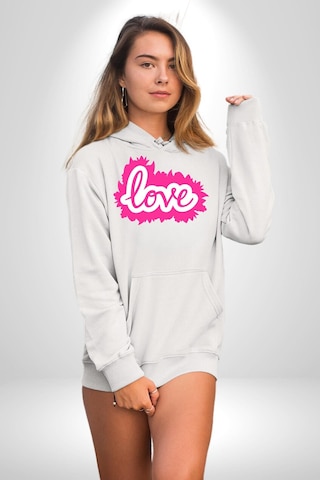 Pembe Panter Animasyon Kadın Erkek Beyaz Kapüşonlu Sweatshirt Hoodie Beyaz