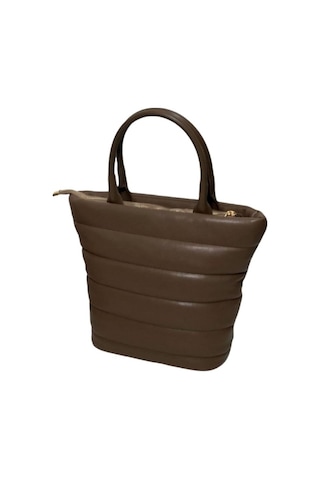 Sentt Parlak Suni Deri Yatay Şeritli Çanta-Koyu Kahve Koyu Kahverengi