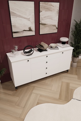 Asra Trend Lüks Konsol Tv Ünitesi %100 Mdf Salon Ve Yemek Odası Ünitesi Knsl04 Beyaz