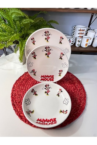 6 Parça Minnie Mouse Model Çocuk Bebek Yemek Takımı Beslenme Seti Çok Renkli