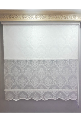 N11 Özel 1.Kalite Beyazdamaks Desen Çift Mekanizma Tül Stor Perde