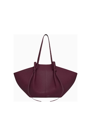 Yuzefi Small Mochi Bordo, Grained Deri Lüks Tote Ve Ayarlanabilir Omuz Çantası