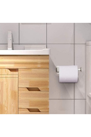 Tuvalet Kağıdı Tutucusu - Kampçılar, Banyo, Mutfak İçin 2 Asma Kancalı Fırçalanmış Nikel Yapışkanlı Tuvalet Kağıdı Tutucusu Gümüş