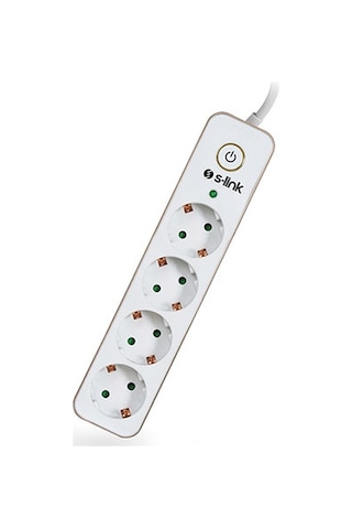 S-link Swapp SPGIP04 750J 4'lü Akım Korumalı Priz 1.5 Metre Gold - Beyaz