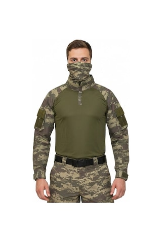 Askeri Kamuflaj Combat Tişört Eski Tsk Komando Haki Çok Renkli