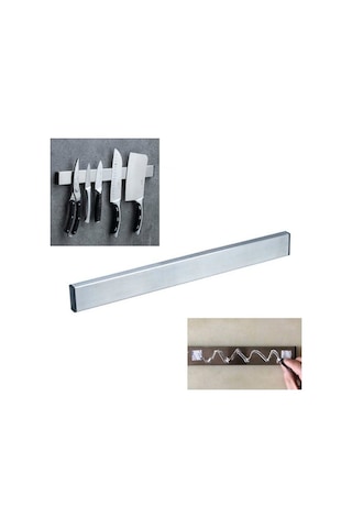 Dancemonkey Paslanmaz Çelik Bıçak Tutucu Küçük Mutfak Rafı Manyetik Mutfak Aksesuarı Ahşap