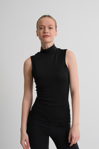 Alexandergardı Dik Yaka Kolsuz Kadın Bluz Siyah