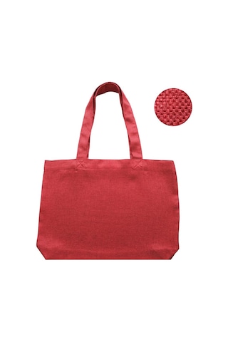 Hasır Dokulu Körüklü Kadın Kol Ve Omuz Çantası  Kırmızı-1415