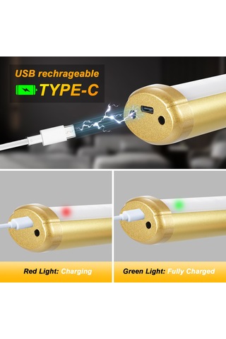 Monyee Magneetik Duvar Lambası, Dokunmatik Ve Uzaktan Kumanda, 3 Renk Tonu 2600k-6000k , Sürekli Parlaklık Ayarlama, Zamanlayıcı, 4500mah Pil, Altın Renk Siyah