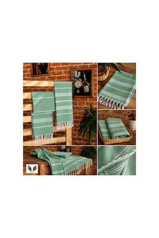 Pega Sultan Peştamal %100 Koton Benetton Yeşili Plaj Havlusu 90 x 170 CM