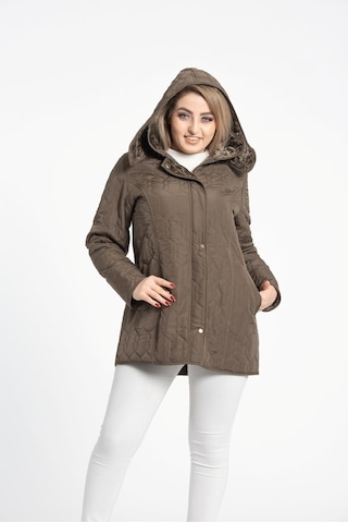 Vetre Kadın Kapitone Mont (75 Cm) Haki Büyük Beden 1014 Çok Renkli