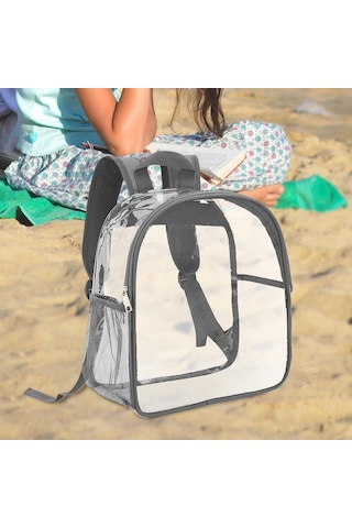 Homyl Şeffaf Sırt Çantası Pvc Mini Dayanıklı Gizli Sakli Gri