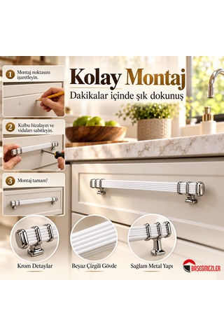 Haskan Kemer Kulp Krom/beyaz 128 Mm Krom - Beyaz