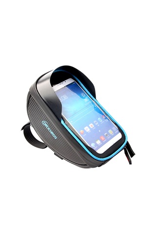 Youtek Bisiklet Gidon Çantası - Su Geçirmez, Güneşlikli, Polyester, Siyah Ve Mavi Çok Renkli