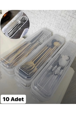10 Adet Multix Çatal Kaşık Bıçak Saklama Kutusu - Çeyizlik Kaşık