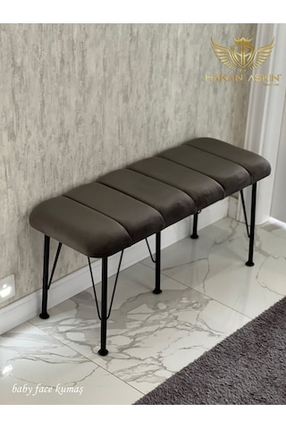 By Hakan Aşkın Siyah Metal Ayaklı Line Style 2024 Babyface Puf & Bench Koyu Füme Koyu Füme Babyface