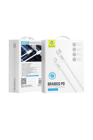 Blueo Braided PD 60 W Lightning Ultra Hızlı Şarj Data Kablosu 1 M