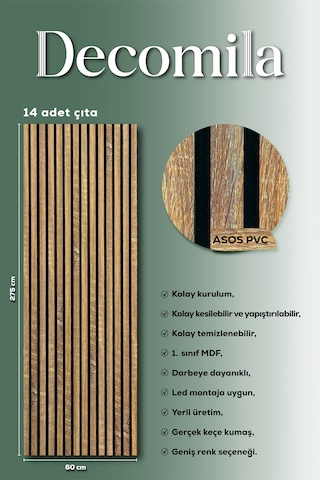 Mdf Ahşap Akustik Duvar Paneli 60x275 Cm - Asos Pvc 60x275